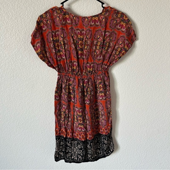 Xhilaration Boho, Festival, Summer, Orange and Black Floral Print Midi Dress - Picture 2 of 5